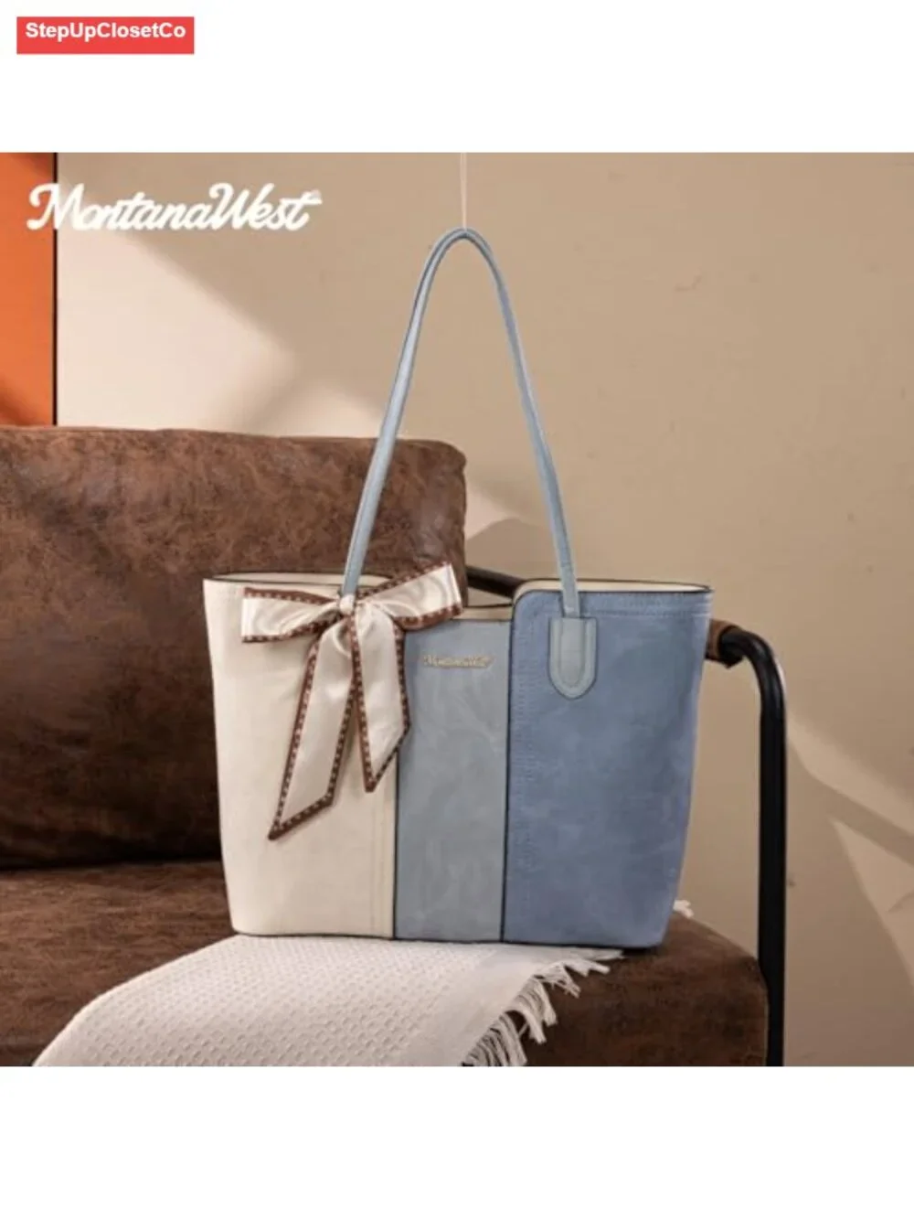 Faux Leather Tote Satchel Purse Work Bag Top Handle Shoulder Bag with Scarf